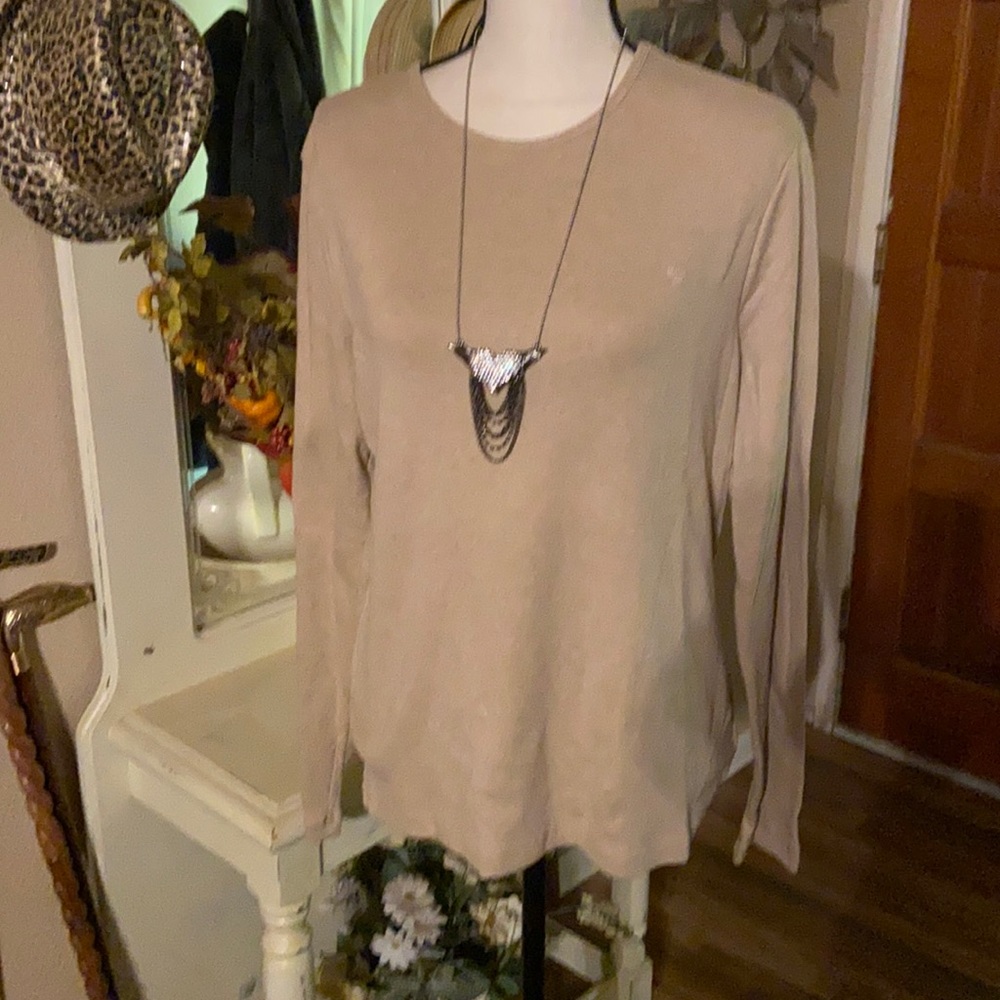 Tan Ralph Lauren long sleeve blouse